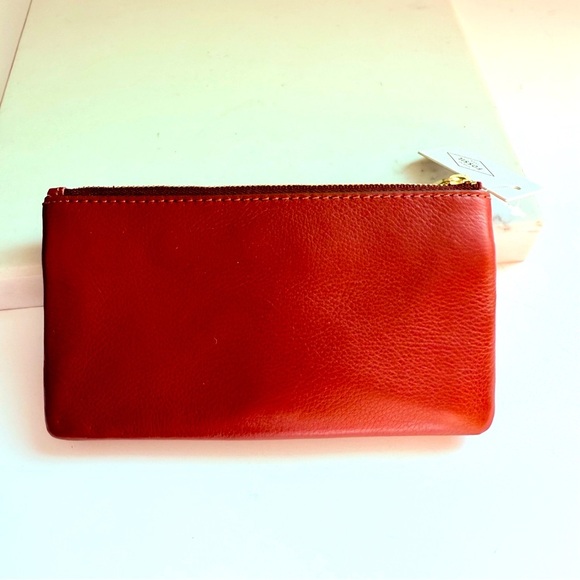 NWT Fossil RFID Preston Zip Clutch Wallet Midnight Crimson - Picture 3 of 9